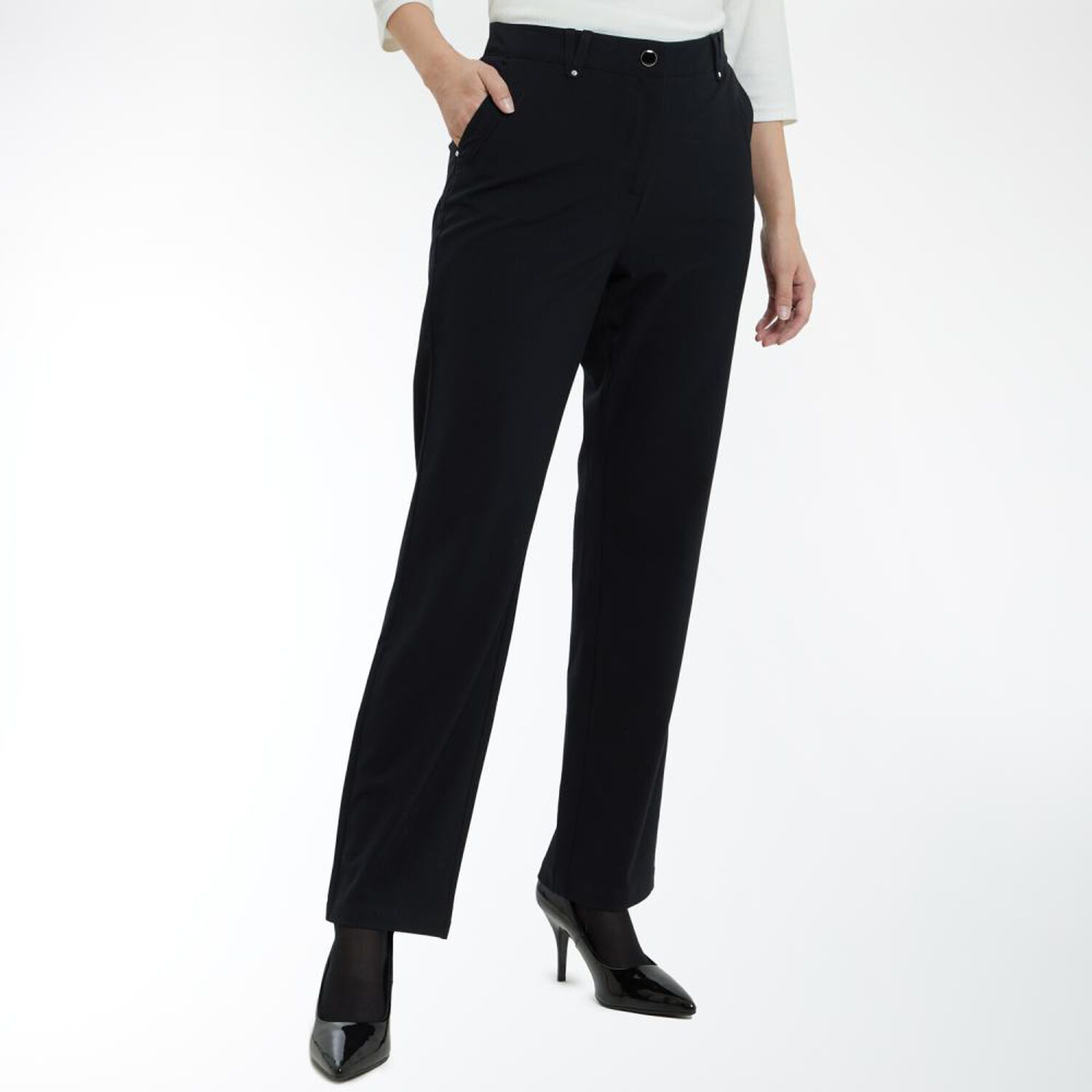 Pantal&oacute;n Cl&aacute;sico Con Bolsillos Tiro Medio Regular Mujer Lesage image number 2.0