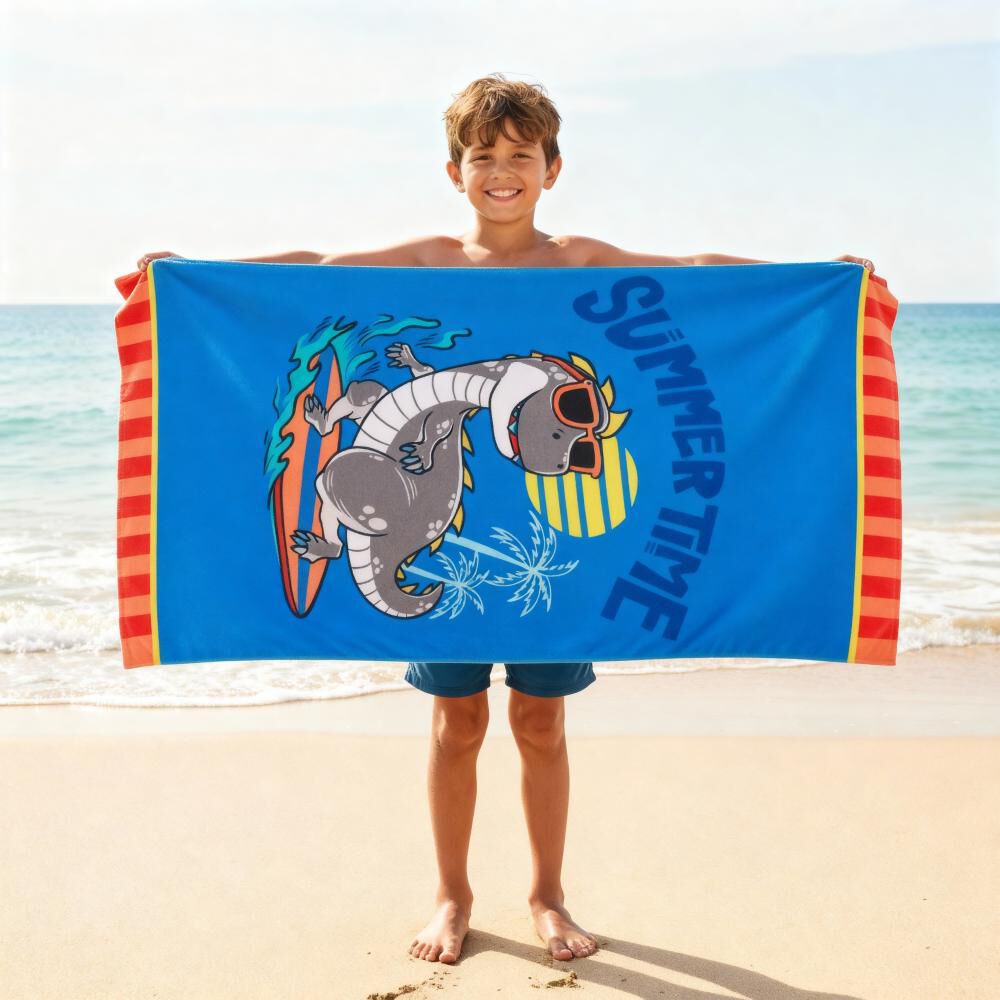 Toalla De Playa Con Bolso Casaideal Kids Dino / 70 X 140 Cm image number 1.0