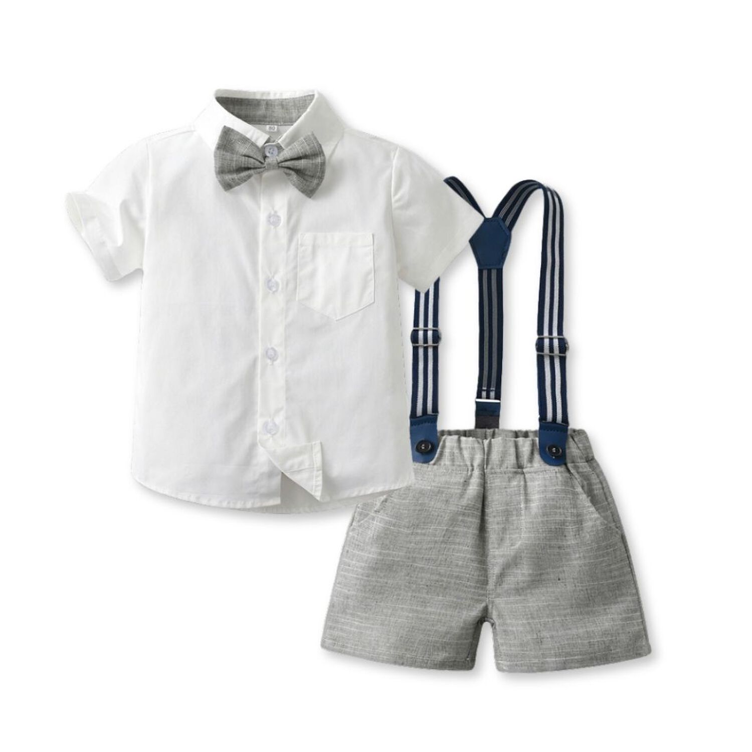 Conjunto De Vestir Con Corbat&iacute;n Y Pantal&oacute;n Corto Ni&ntilde;o 6 Meses A 2 A&ntilde;os Gris Perla image number 0.0