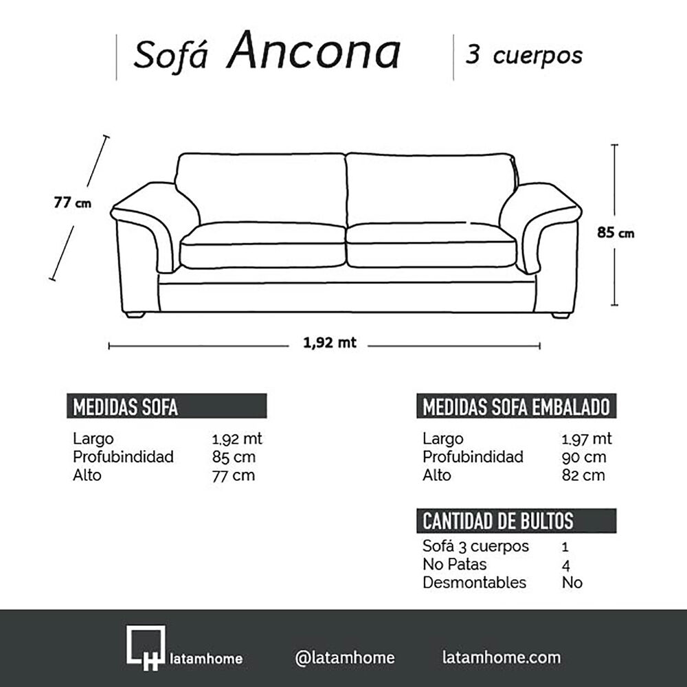 Living Ancona 3-2 Tela Velvet Gris image number 5.0