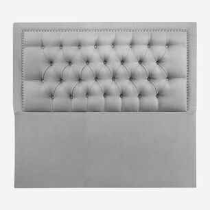 Respaldo De Cama Capiton&eacute; Frame Tachas Lino Gris Plata Super King