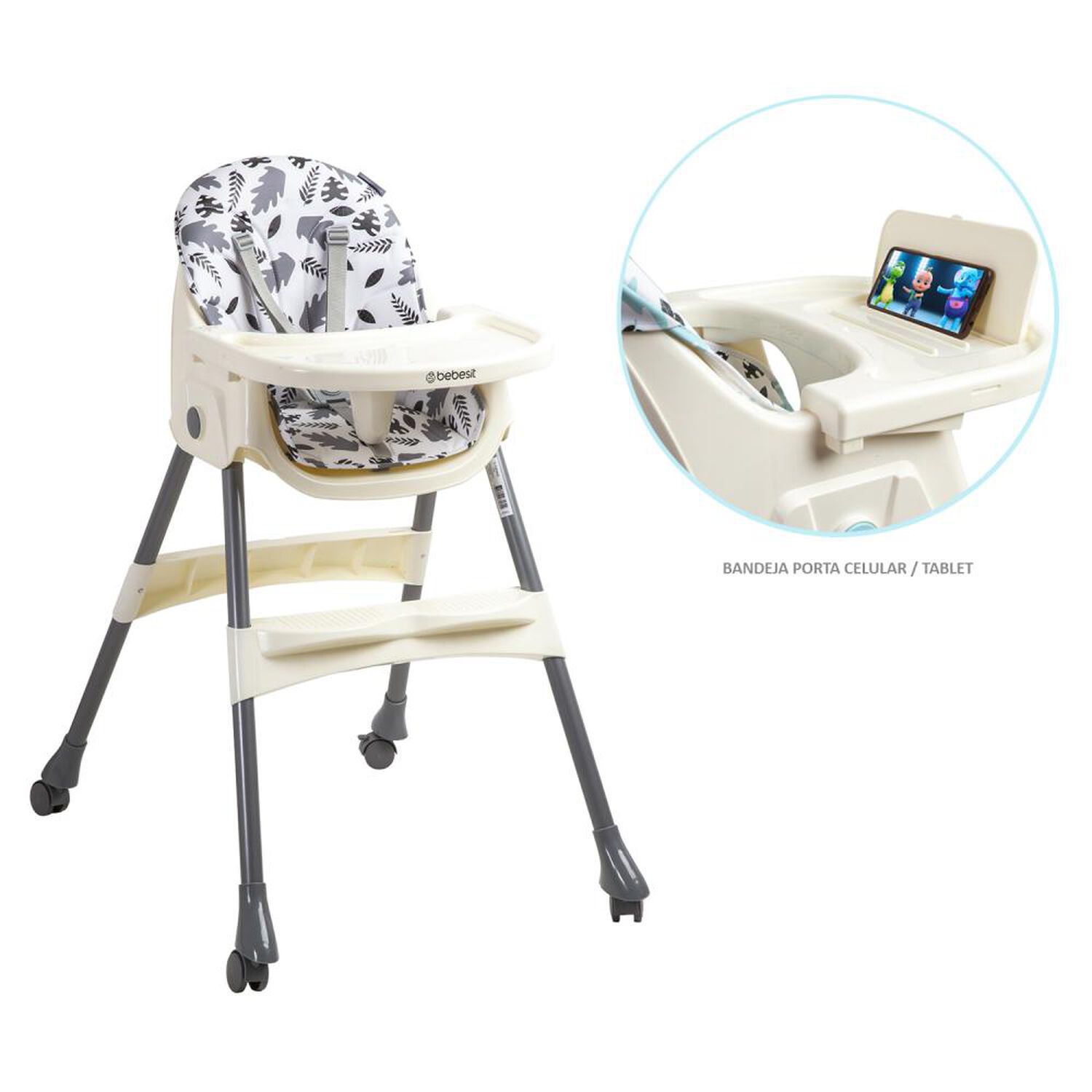 Silla De Comer Bebesit Steps Gris image number 7.0