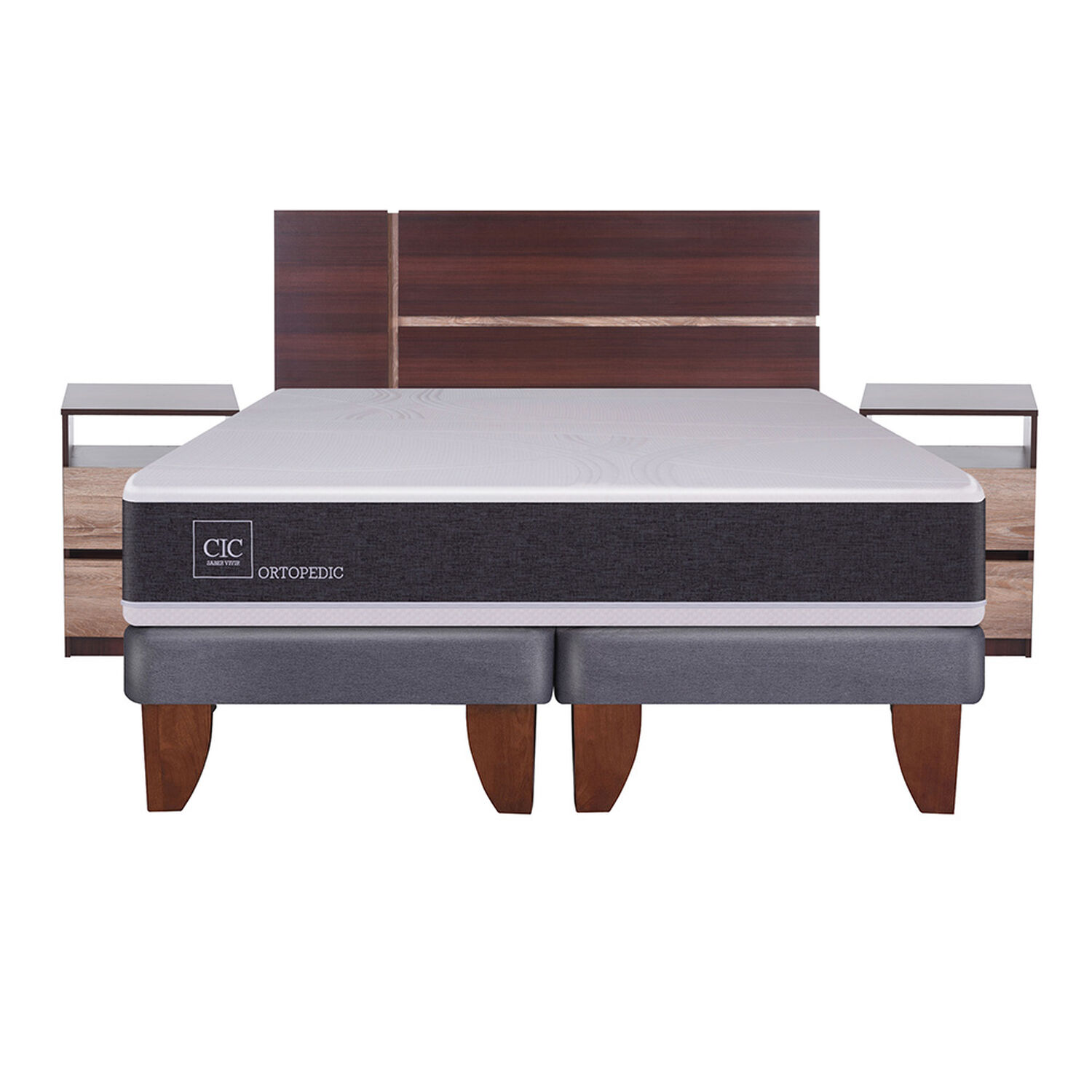 Cama Europea Cic New Ortopedic / King / Base Dividida + Set De Maderas image number 1.0
