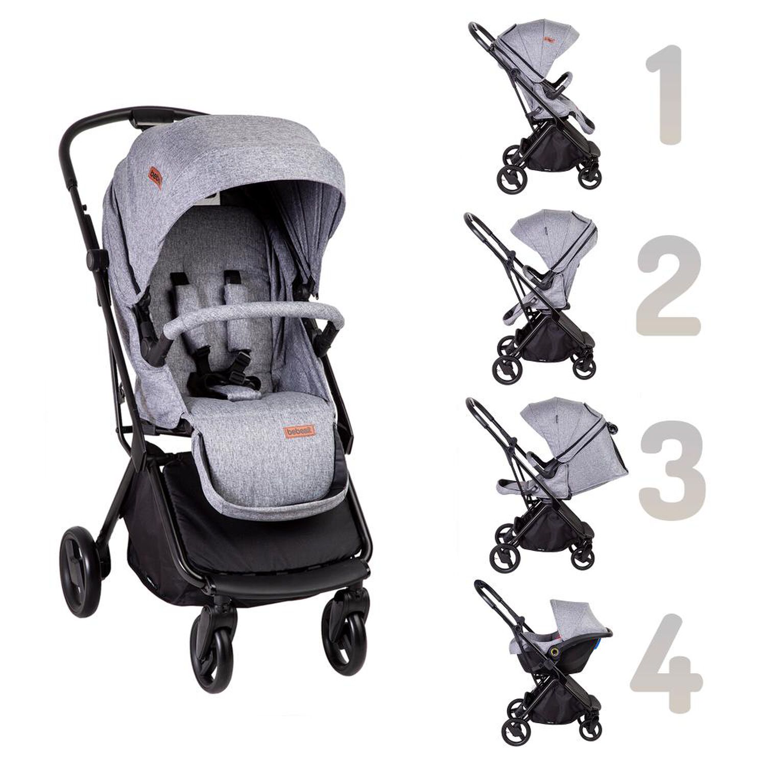 Coche Cuna Travel System Bebesit Swift 360 Gris image number 7.0