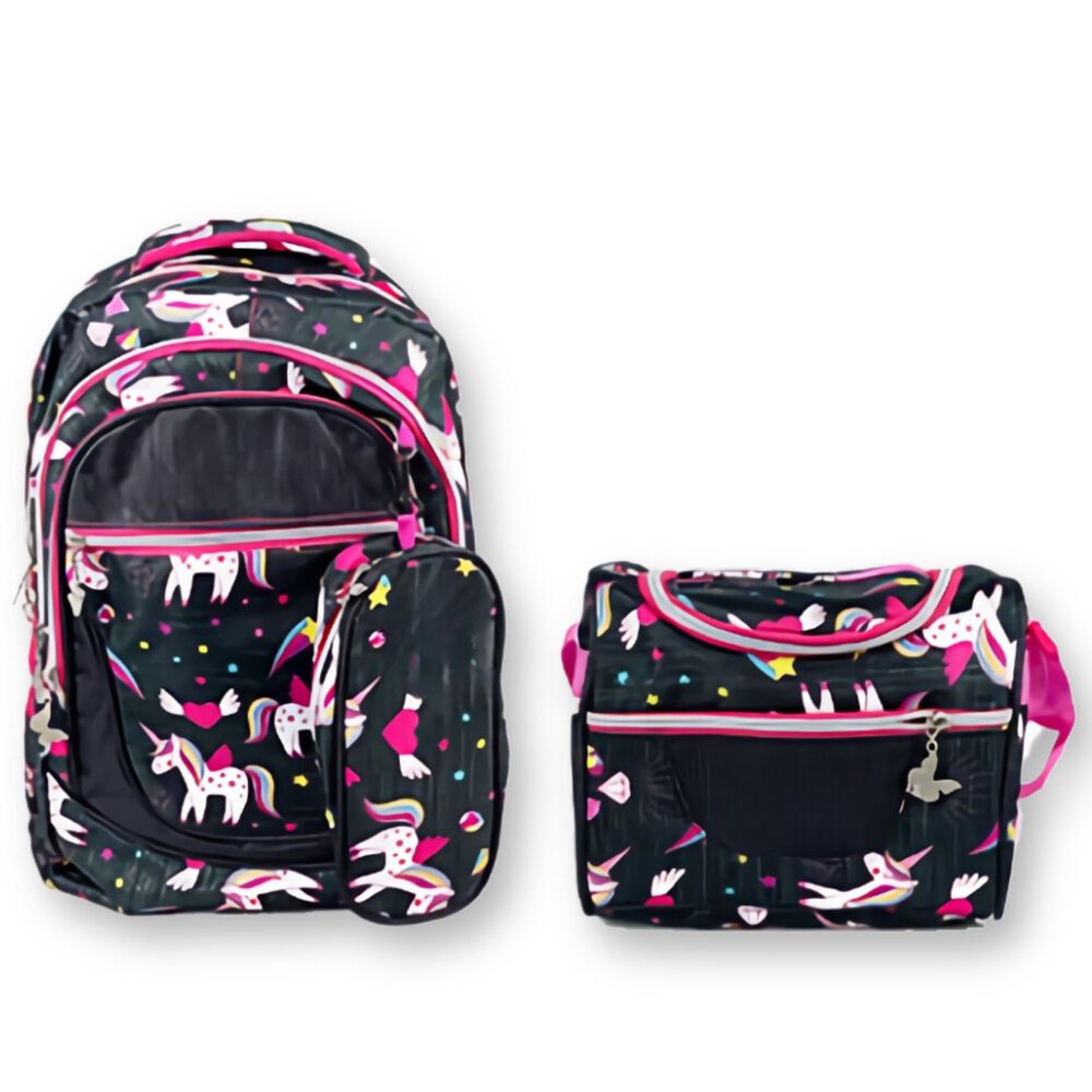 Pack Mochila Lonchera Estuche 45cm Juvenil Y Escolar Girls Unicorns image number 0.0