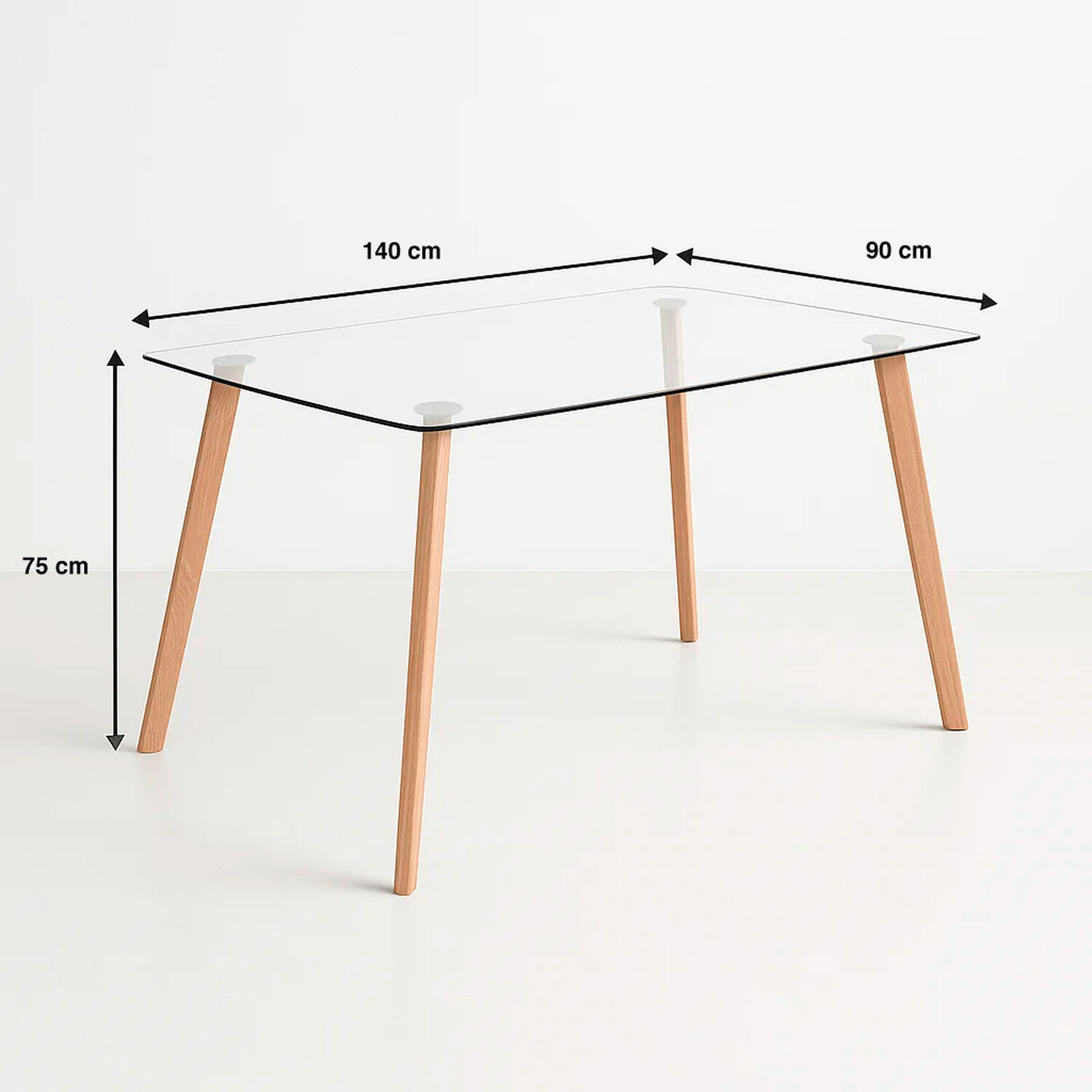 Mesa De Comedor Vidrio Rectangular N&oacute;rdica 140x90 Cm image number 6.0