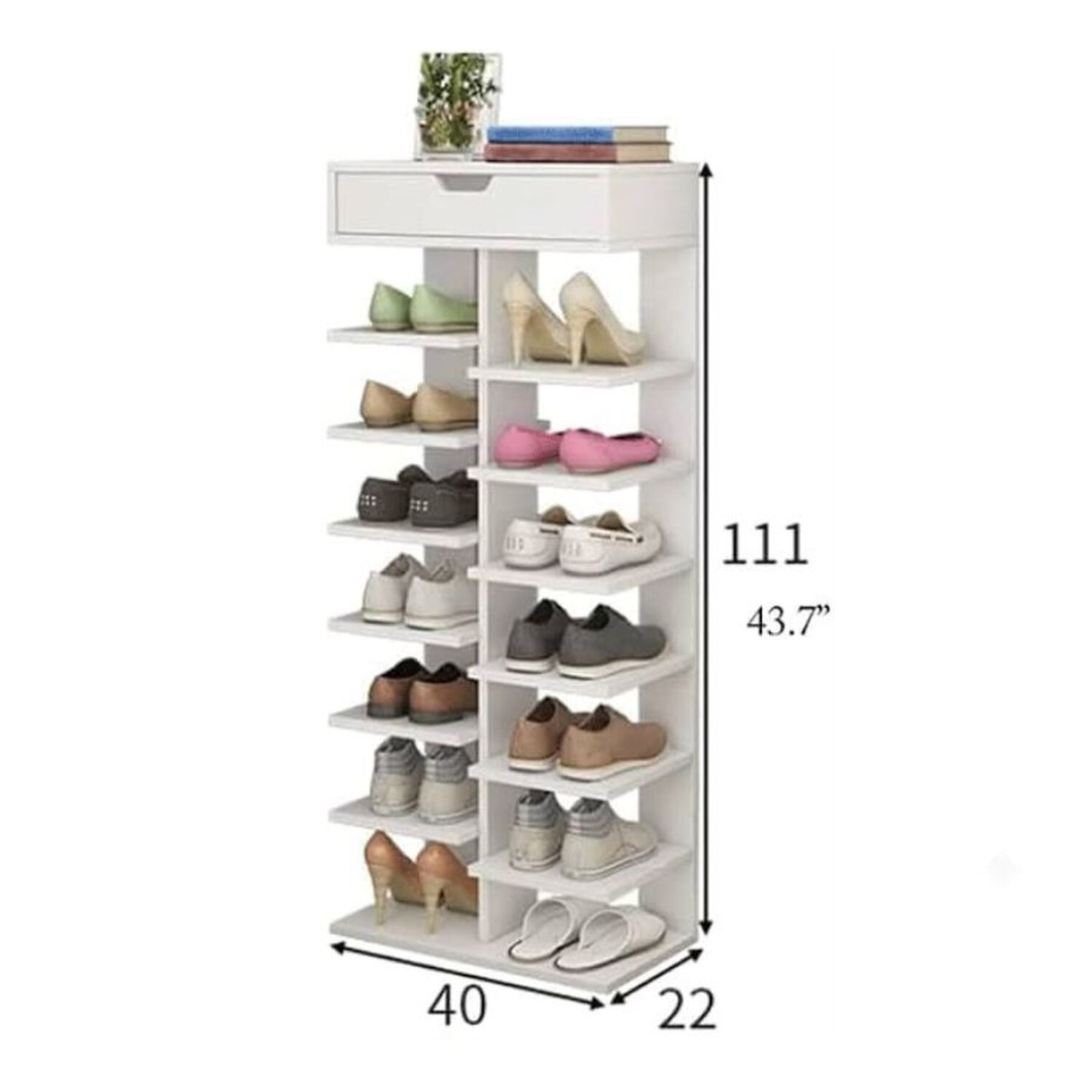 Zapatero Vertical Organizador Con Caj&oacute;n Estante De 7 Repisas Blanco image number 3.0
