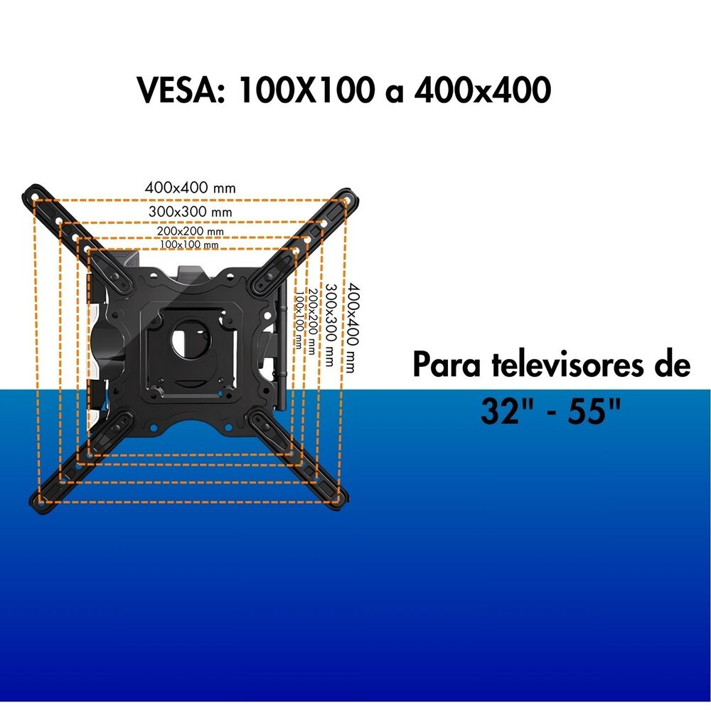 Base Soporte Tv Pared 3 Brazos Ajustable 32 A 55 Pulgadas image number 2.0