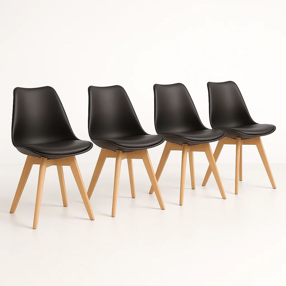 Pack De 4 Sillas Tulip Acolchada Negras image number 0.0