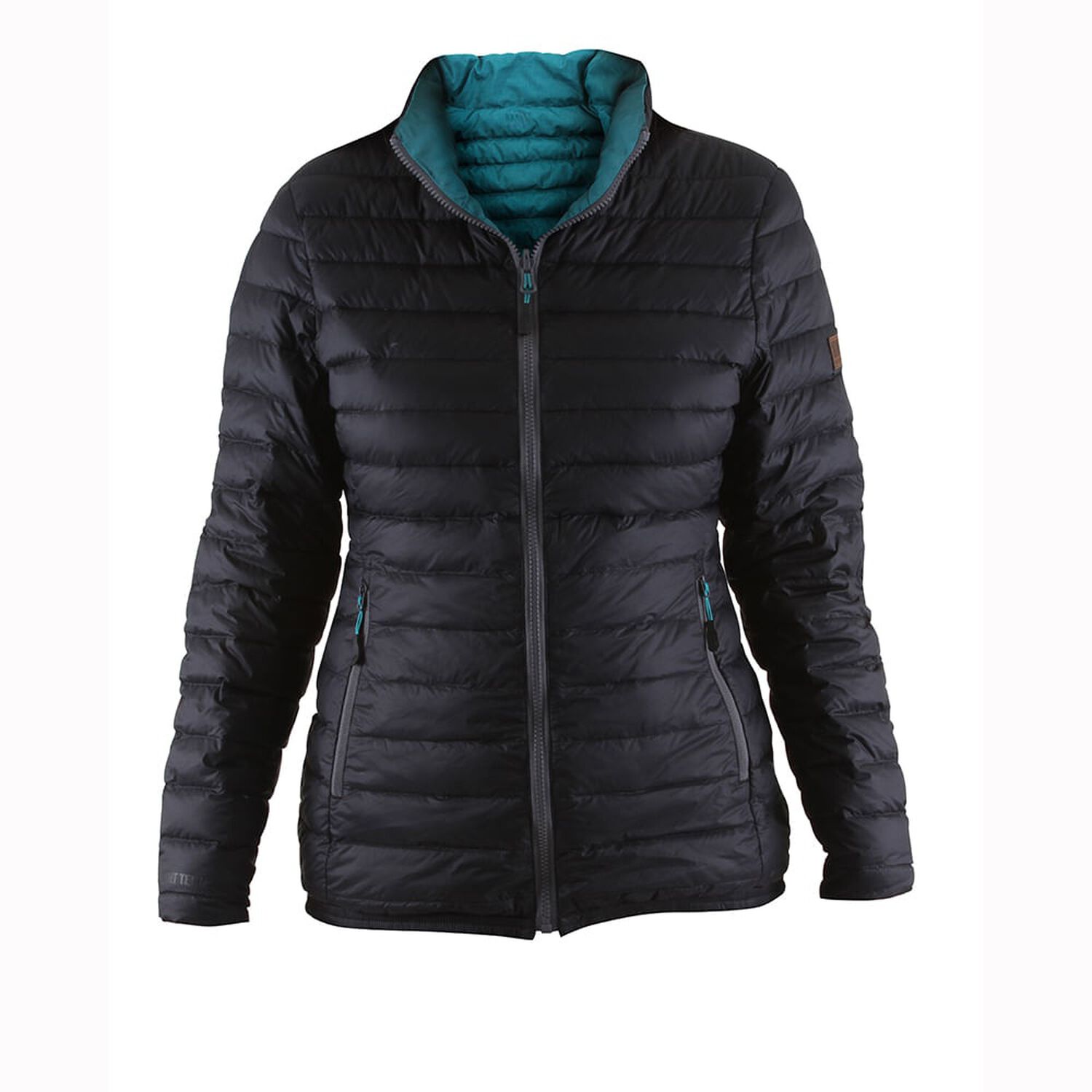 Parka Pluma Hw Goose Reversible Mujer Negro/turquesa image number 1.0