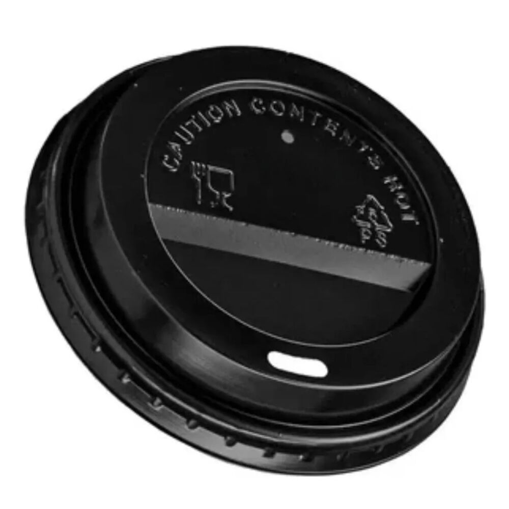 Set 50 Tapas Vaso Cafe 8oz Tapa Desechable Plastico Negro image number 1.0