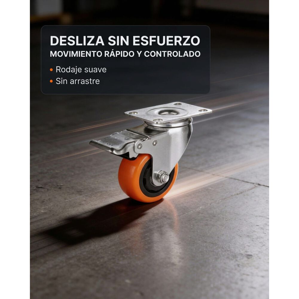 Set X4 Ruedas De 3 Pulgada Giratoria Para Muebles Con Frenos image number 5.0