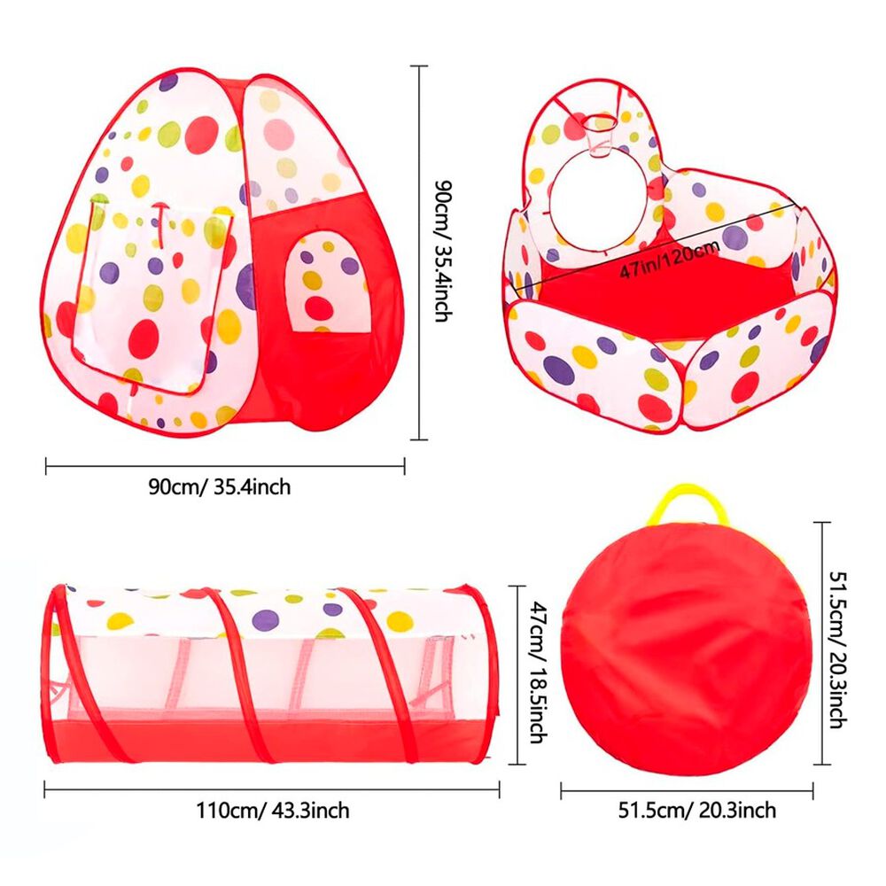 Carpa Tunel Alberca Gusano Pelotas Casa Did&aacute;ctico Rojo image number 2.0