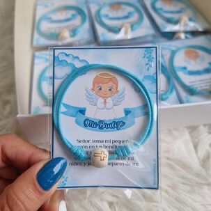 Recuerdos Encintados Bautismo Bautizo 12 Hilo Rojo + Tarjeta