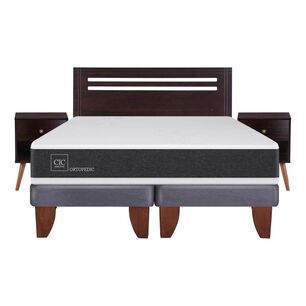 Cama Europea Cic Ortopedic / 2 Plazas / Base Dividida + Set De Maderas
