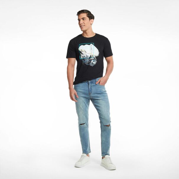 Jeans Roturas Tiro Medio Skinny Hombre Skuad