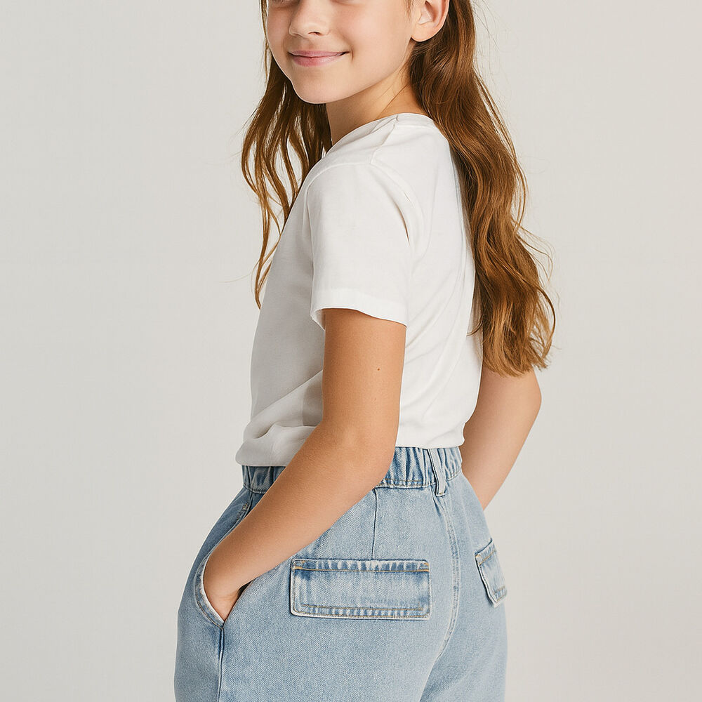 Short Jeans Ni&ntilde;os Azul Medio Kibou Vintage Estilo Cargo image number 3.0