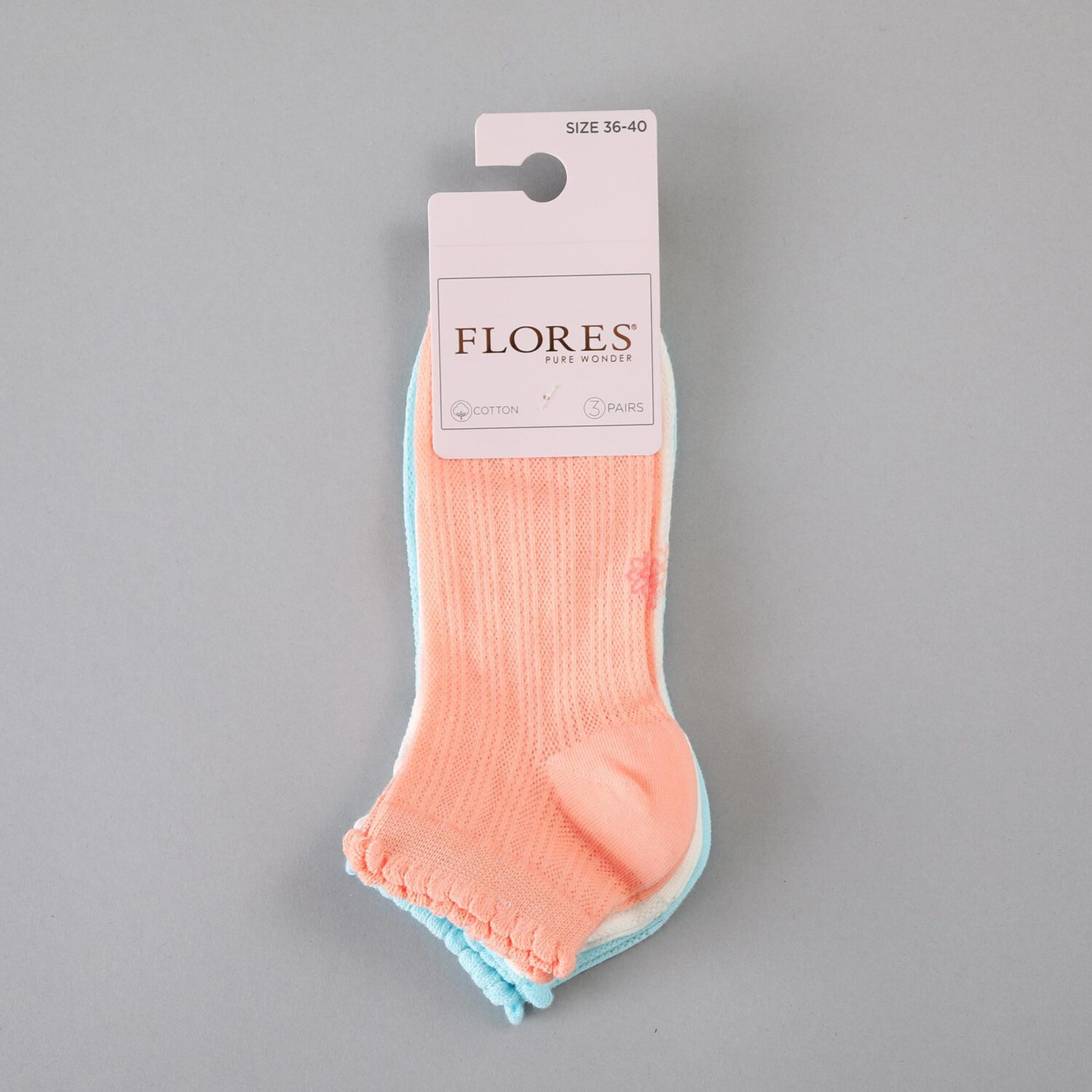 Calcetin 3x Pack Corto Textura Flores Mujer 50776-243 image number 0.0