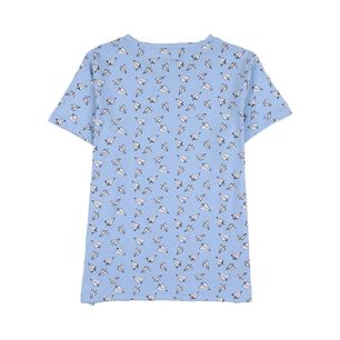 Polera Micro Print Manga Corta Cuello Redondo Mujer Freedom
