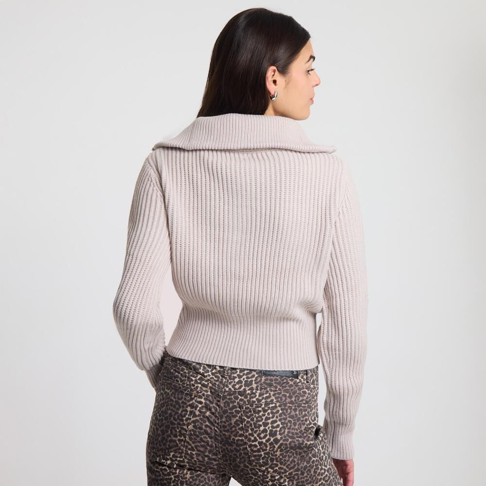 Sweater Regular Manga Larga Cuello Camisero Mujer Rolly Go image number 3.0