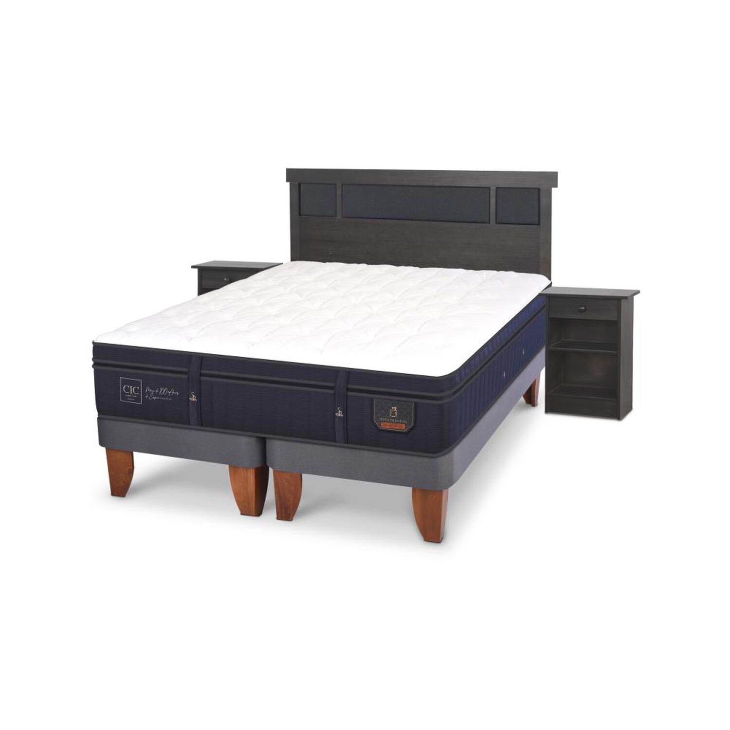 Cama Europea Cic Super Premium / 2 Plazas / Base Dividida + Set De Maderas image number 3.0