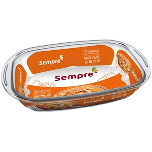 Bandeja Rectangular Pequeña Vidrio Templado 1800ml Sempre