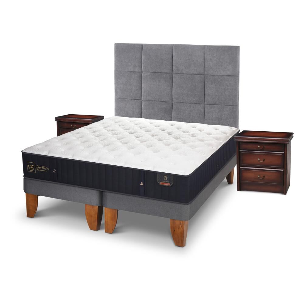 Cama Europea Cic Premium / 2 Plazas / Base Dividida + Set De Maderas image number 1.0