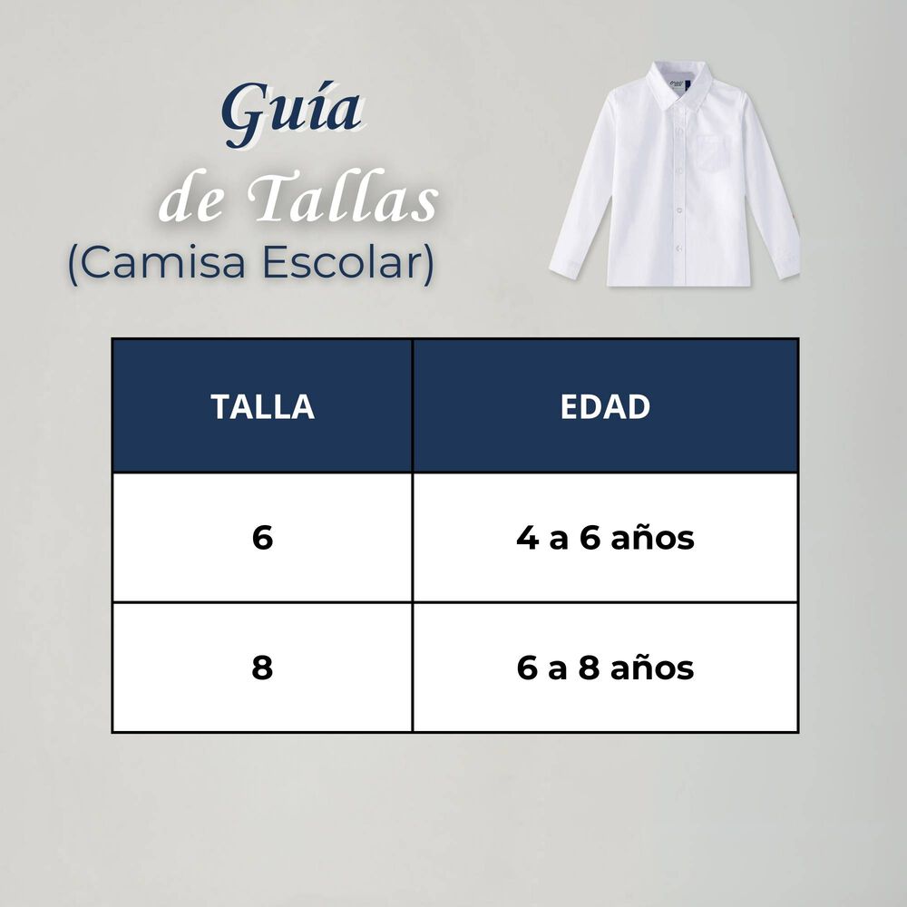 Camisa Escolar Blanca Manga Larga Colegio Para Ni&ntilde;os image number 2.0