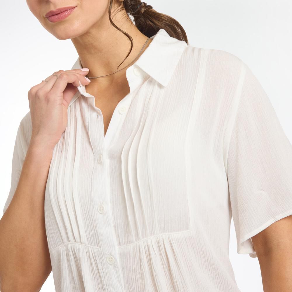 Blusa Abotonada Manga Corta Cuello Camisero Mujer Geeps image number 4.0