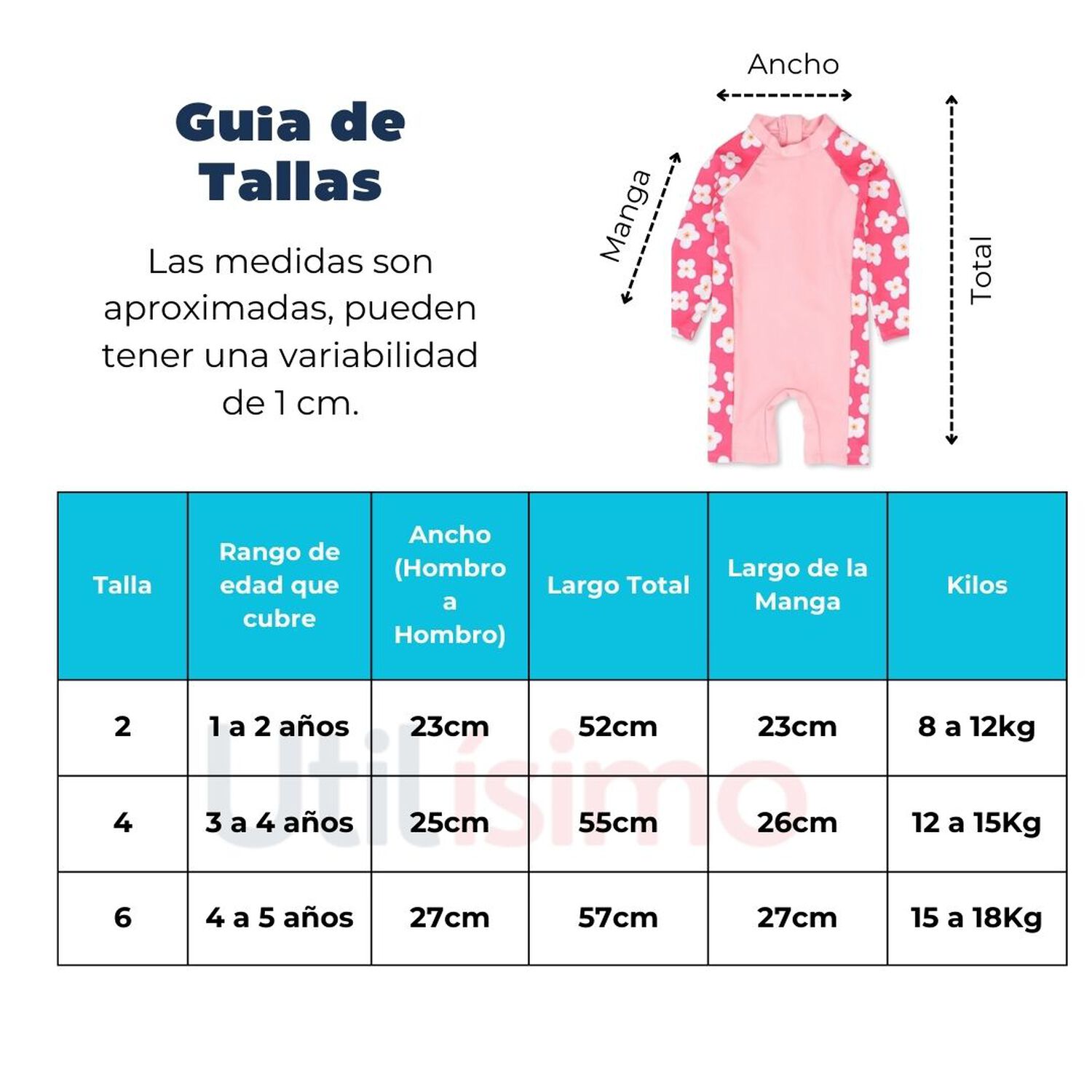 Traje De Ba&ntilde;o Enterito Manga Larga Ni&ntilde;a Jump Kids Rosa Conejo image number 2.0