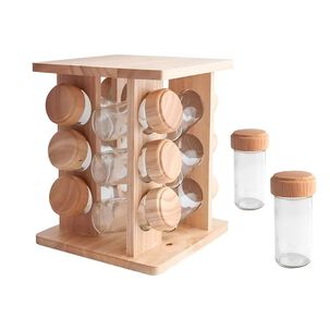 Especiero De Madera Cocina 12 Frascos De Vidrio