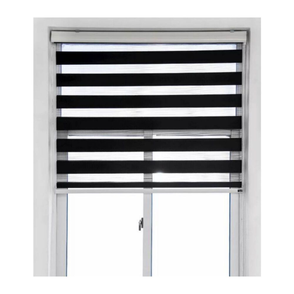 Cortina Roller Dúo Zebra Negra 100x200 Cm image number 1.0