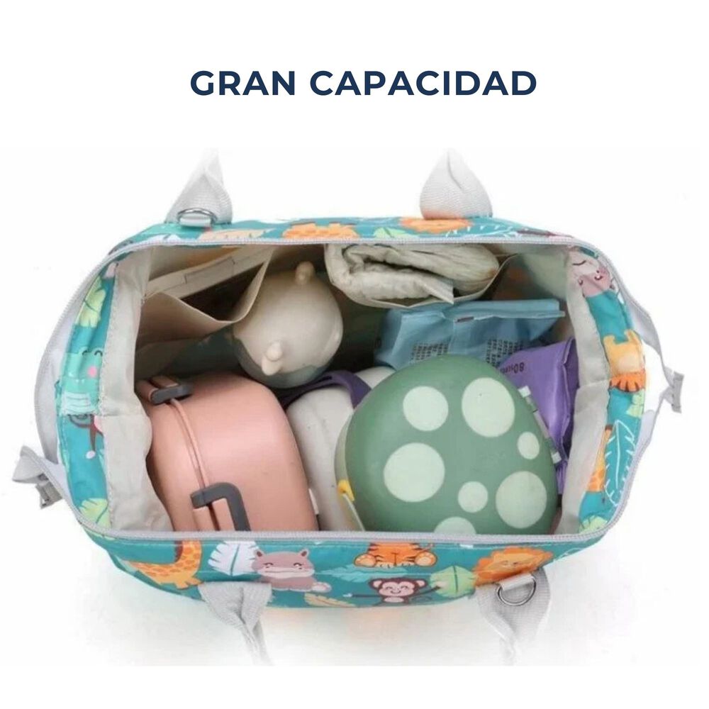 Bolso Maternal Panales Oxford 31cm Panalera Portatil Multifuncional Estampada Turquoise Animals image number 3.0