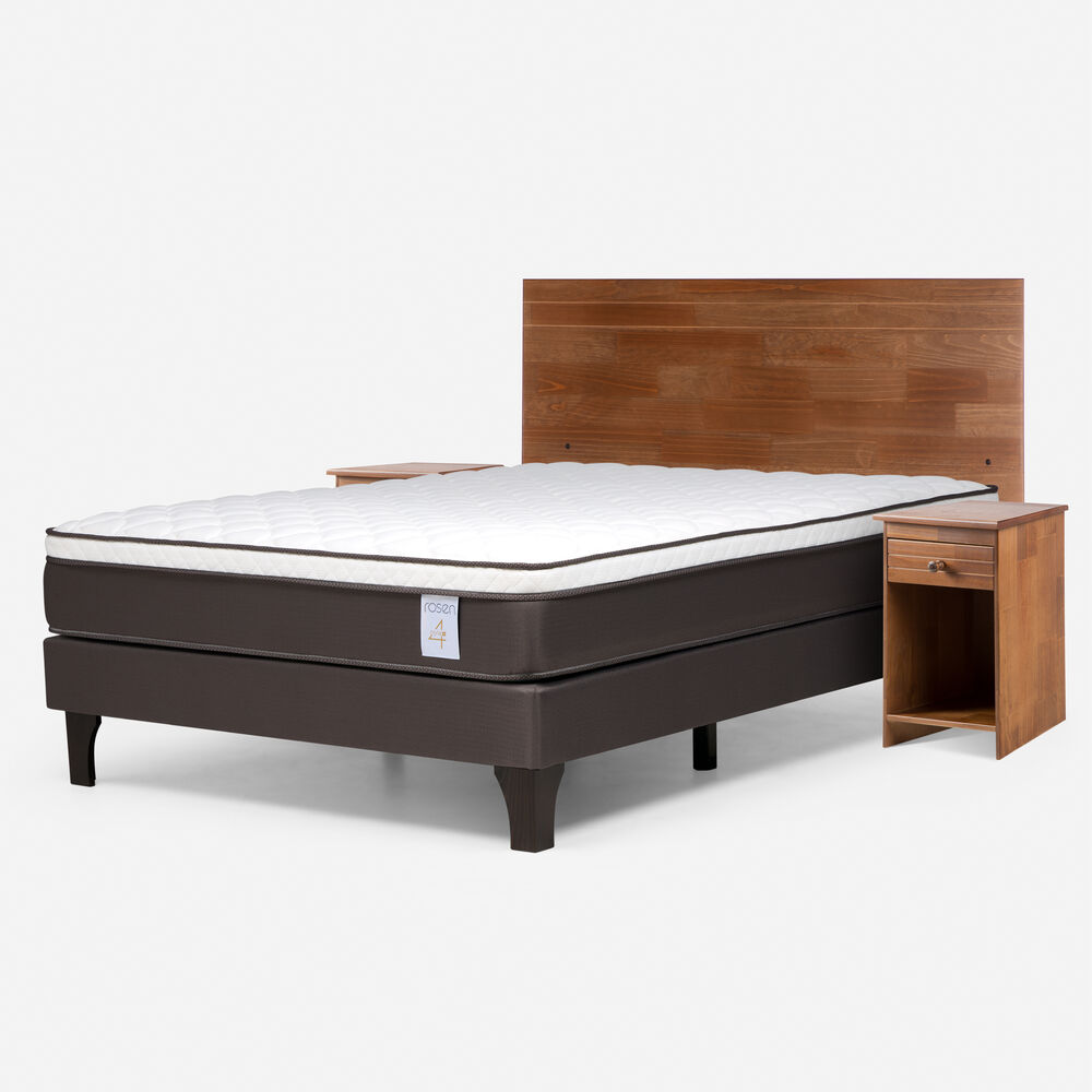 Cama Europea Rosen New Style 4 Plus / 2 Plazas / Base Normal + Set De Maderas Tabor Caramelo image number 1.0