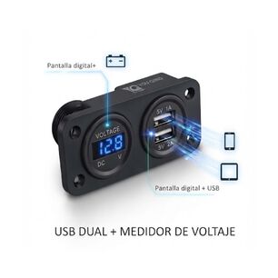 Cargador Doble Usb Con Volt&iacute;metro Y Toma 12v Empotrable Haomai