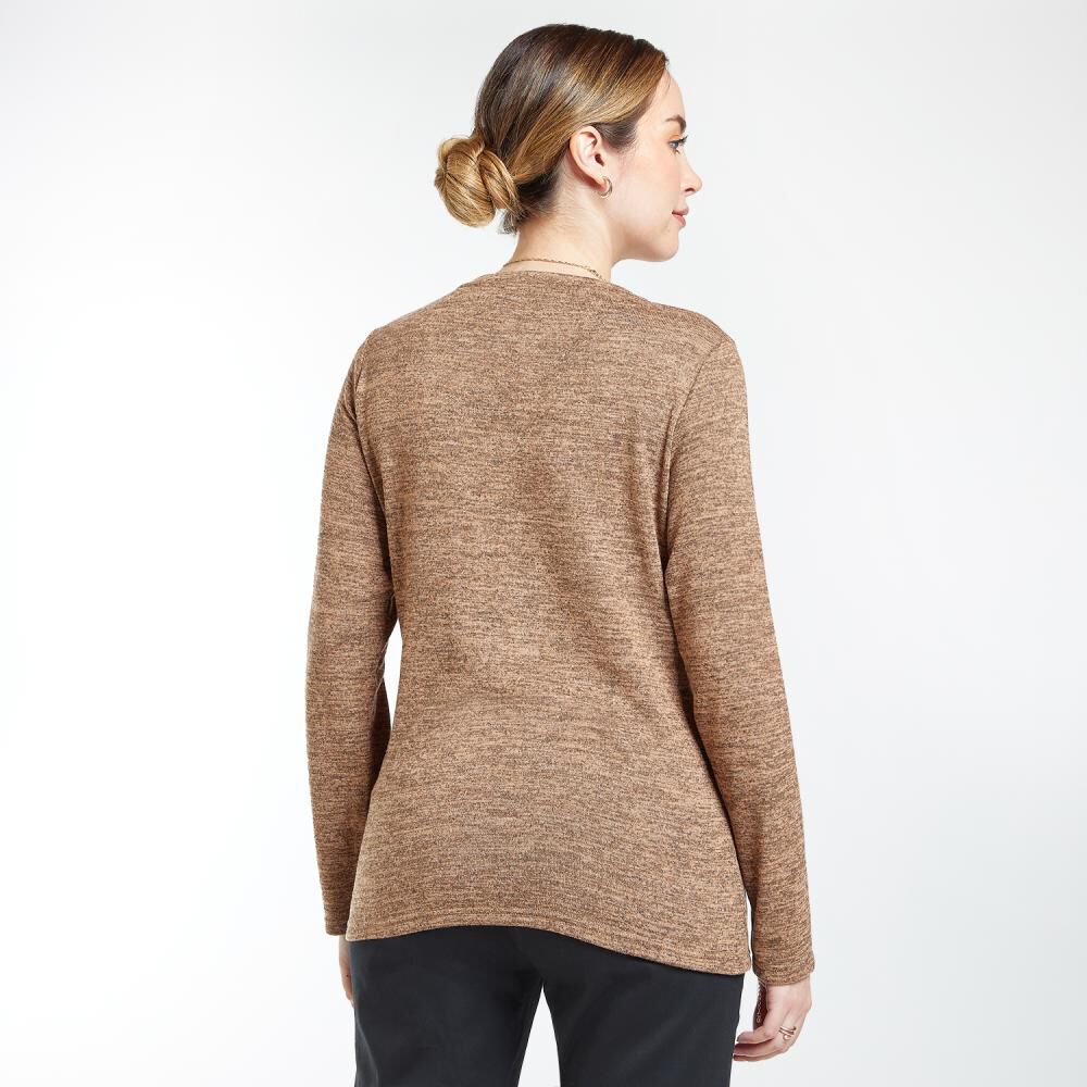 Sweater Liso Con Diseño Bordado Cuello V Mujer Lesage image number 3.0