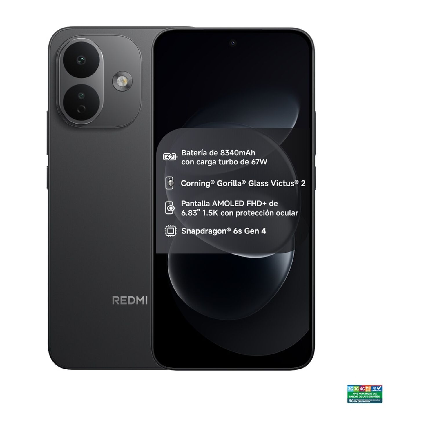 Smartphone Xiaomi Redmi Note 17 Pro / 5G / 256 GB / Negro / Liberado + Redmi Headphone Neo image number 1.0