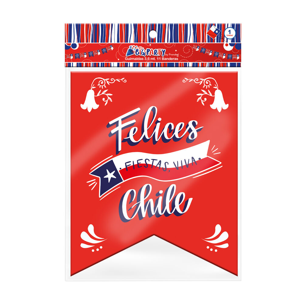 Guirnalda De Papel 3.6 Metros 11 Banderas Big Party image number 0.0
