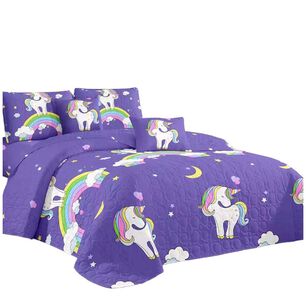 Cubrecama Quilt Unicorn Estampado Plaza Y Media
