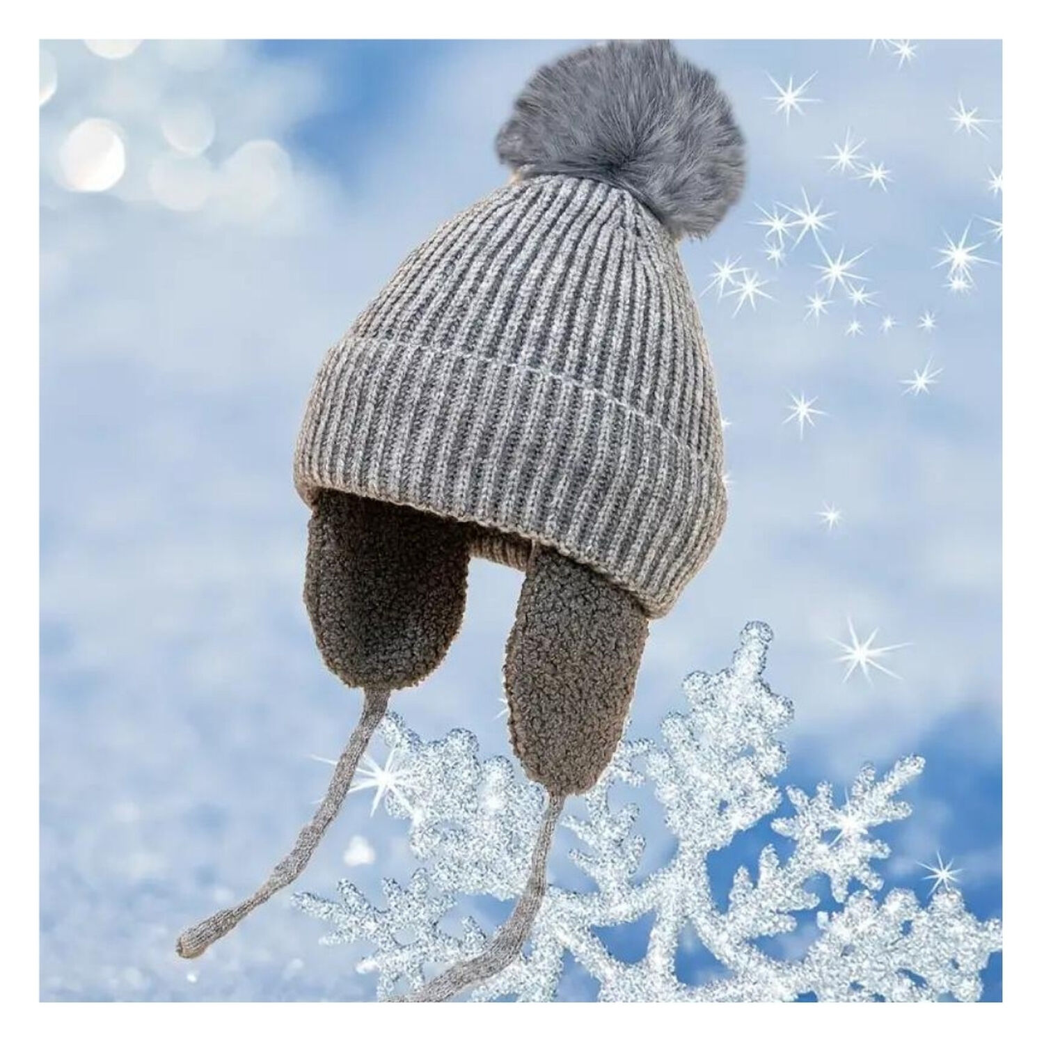 Gorro De Invierno Para Ni&ntilde;os Con Pomp&oacute;n Orejeras Felpa 45 Cm image number 4.0