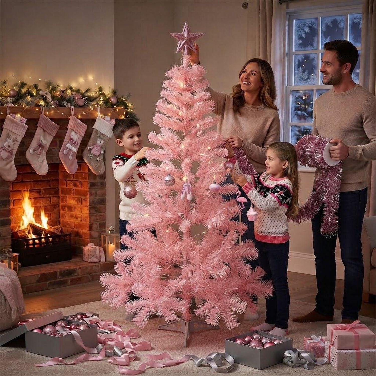 &Aacute;rbol De Navidad Artificial Altura 180cm Color Rosa image number 4.0