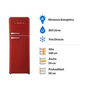 Refrigerador Top Freezer Libero  LRT-210DFRR / Frío Directo / 203 Litros / A+