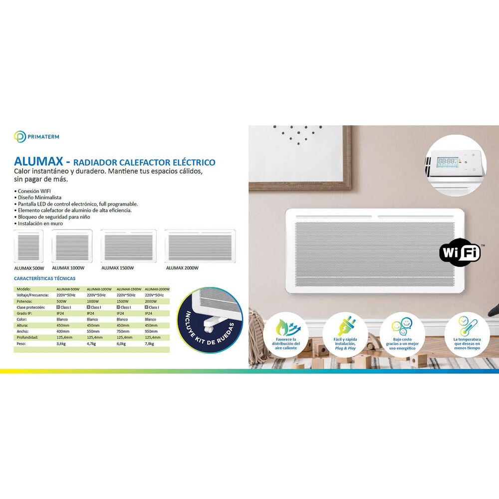 Estufa Calefactor El&eacute;ctrico Alumax Wifi 500w Primaterm image number 5.0