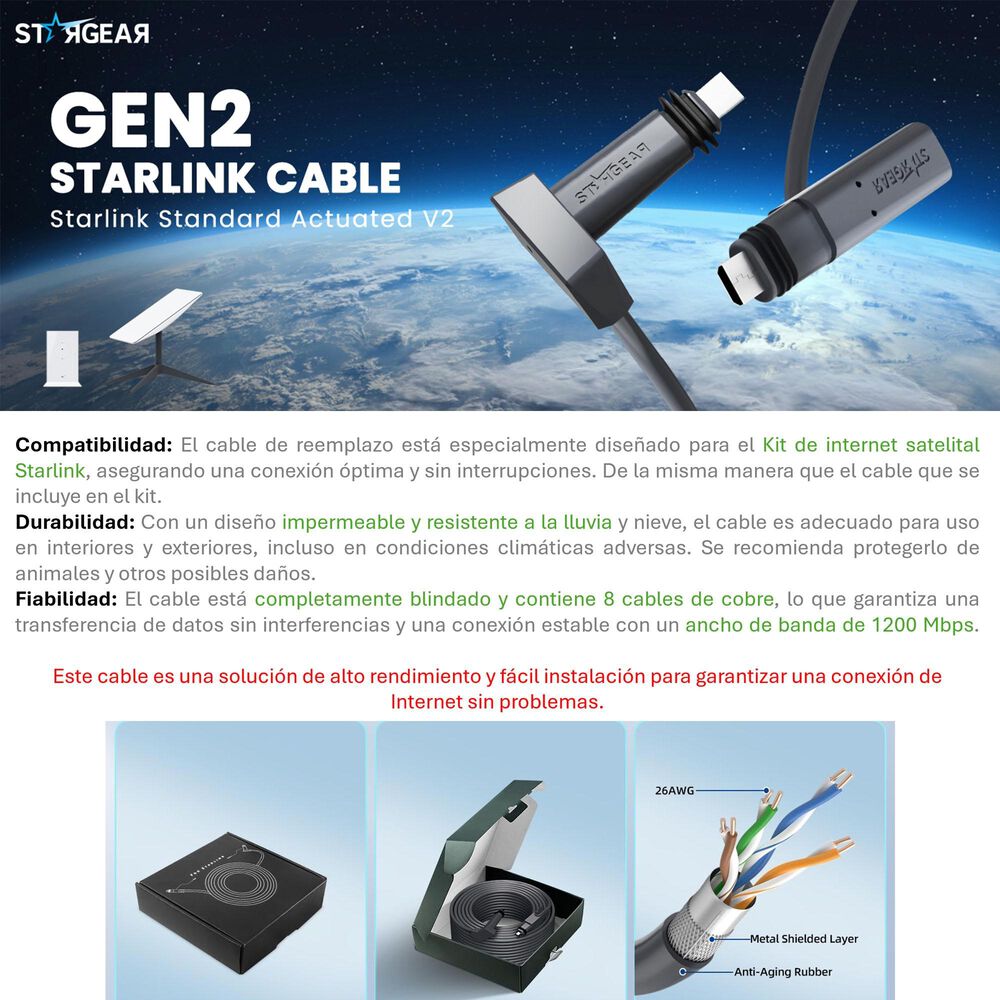 Cable Starlink 46 Metros - Nuevo Y Resistente Alta Velocidad image number 2.0