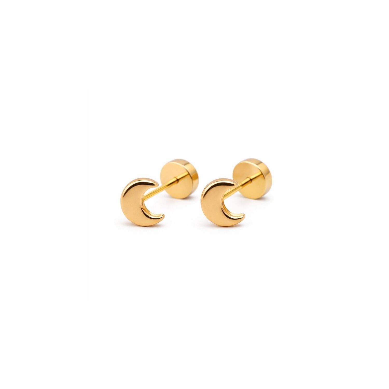 Aros Abridores Luna 5x3mm Oro 14k Beb&eacute; Ni&ntilde;a Juvenil Dorado image number 0.0