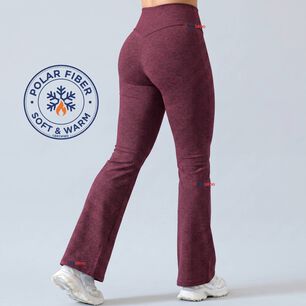 Pantal&oacute;n Polar Con Chiporro Palazzo Mujer Elasticada T&eacute;rmica Burdeo Jeans