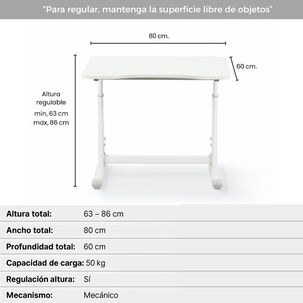 Escritorio Con Altura Ajustable Bilbao Blanco
