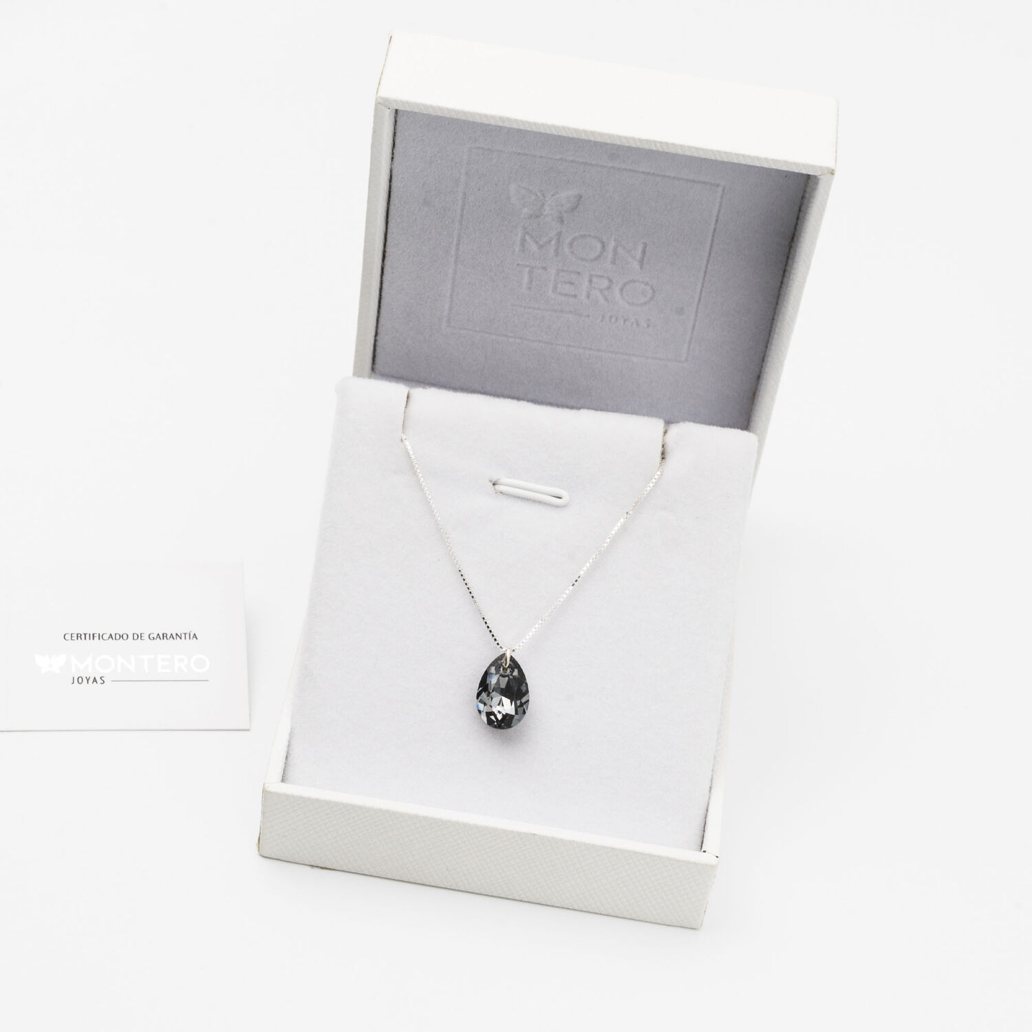 Collar Gota De Luz Con Cristales Genuinos Silver Night image number 2.0