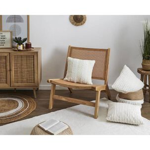 Silla Natal Natural Madera De Caucho Y Rat&aacute;n Caf&eacute;