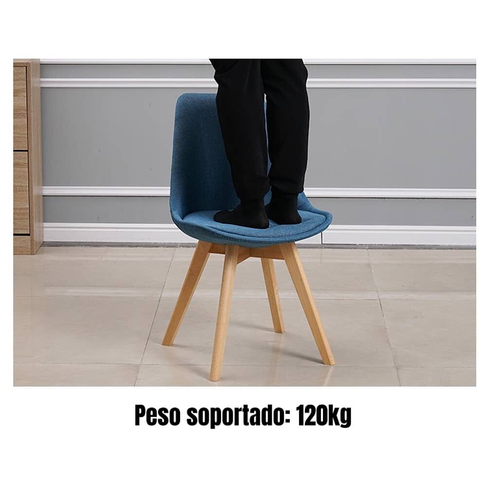 Set 4 Sillas De Comedor De Tela Madera Gris Fabric Lubabycas image number 2.0